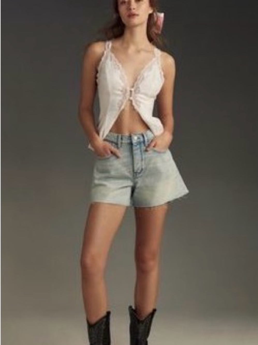 Size 31 Pilcro Light Blue Frayed Hem Denim Shorts